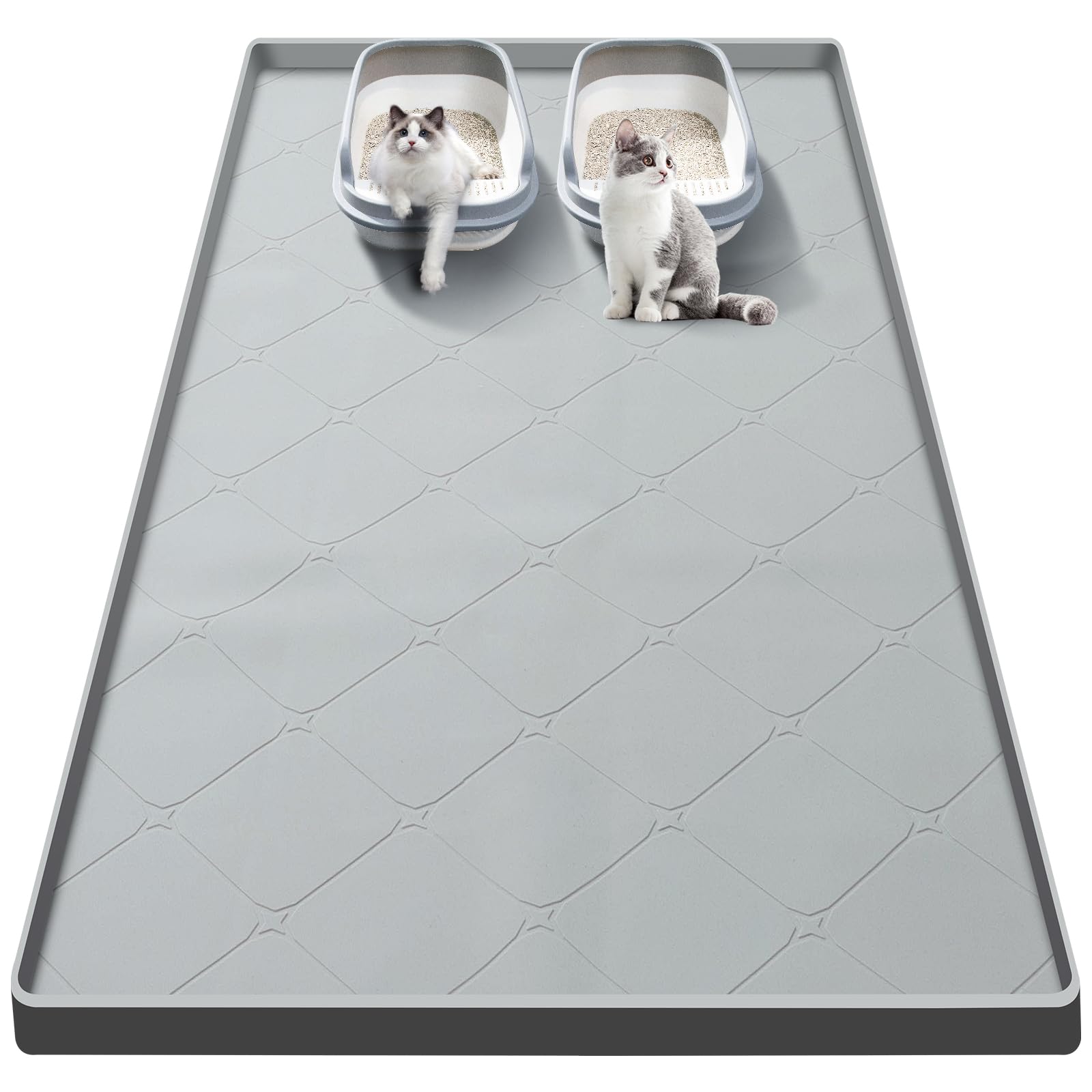 Ondware large cat litter mat top view protects floors and reduces scatter