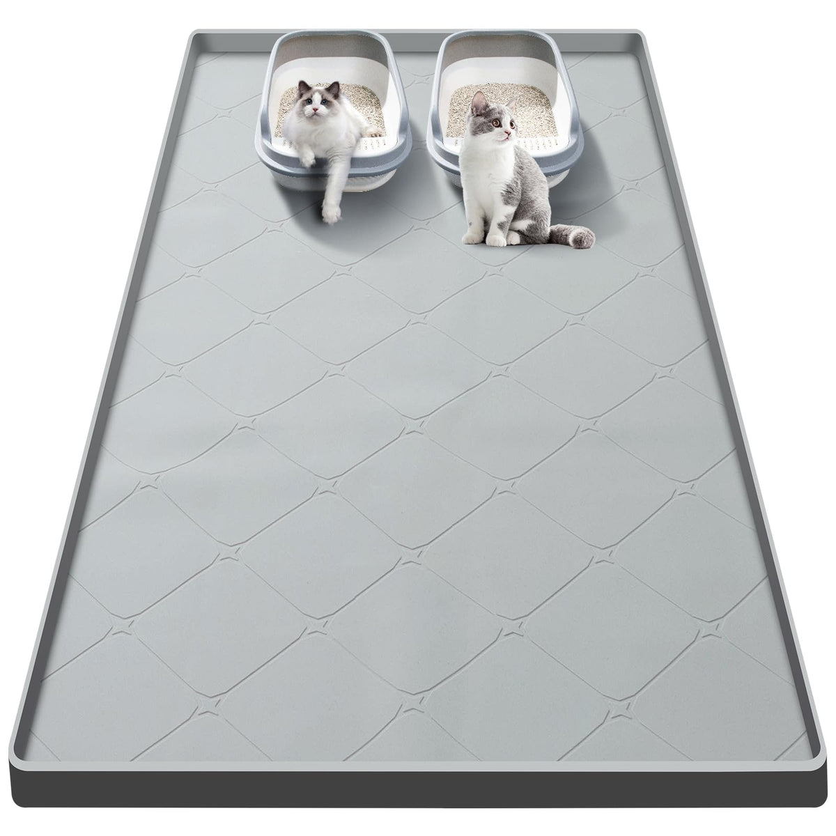 Ondware large cat litter mat top view protects floors and reduces scatter
