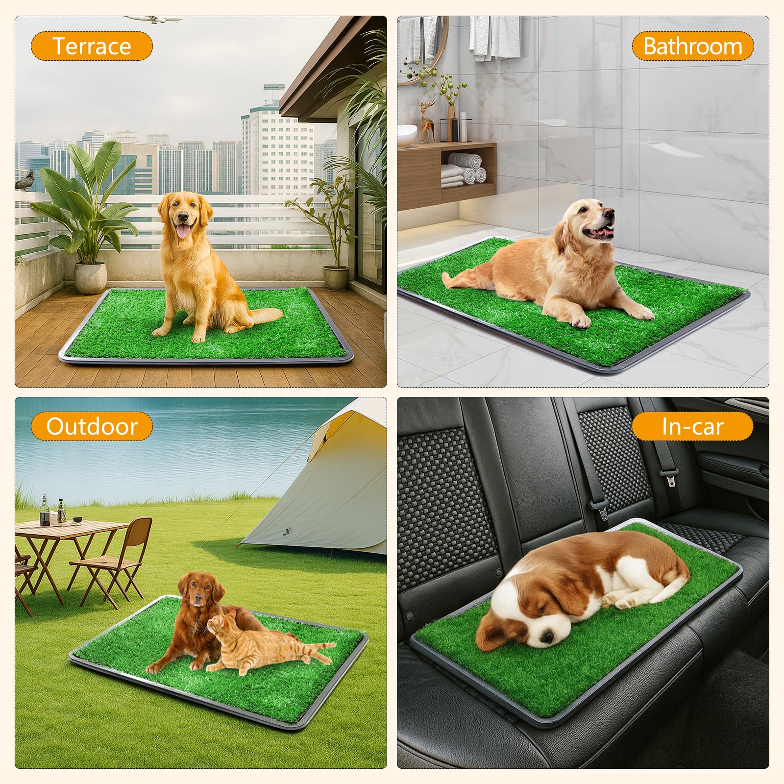 ondware portable dog potty paw print on tray illustrating easy transport