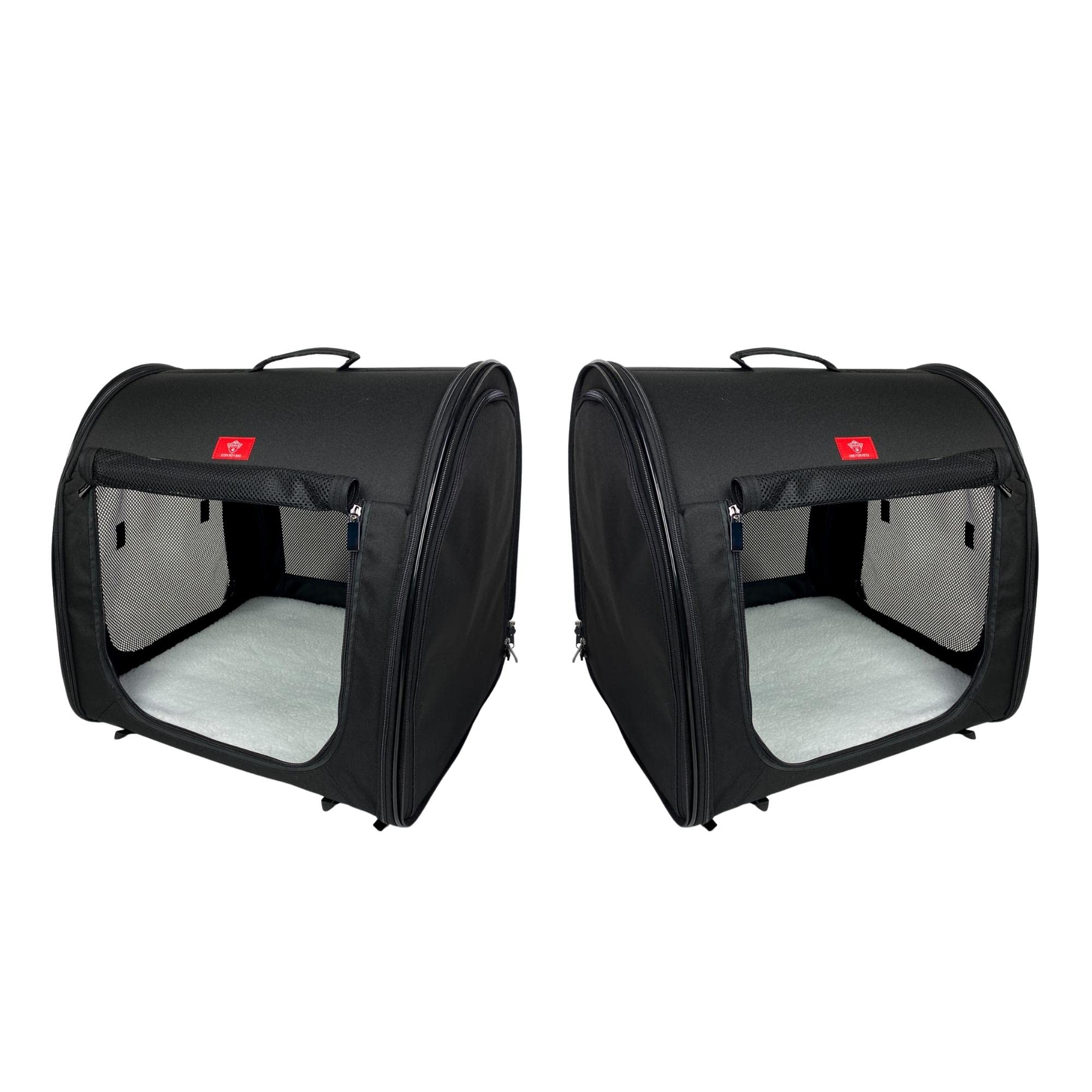 One for Pets kennel seatbelt strap keeps pets secure during travel.