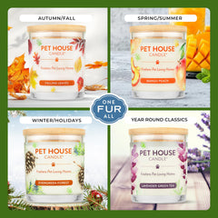 One Fur All pet house candle 2-pack burning time feature showcasing up to 60 hours of use