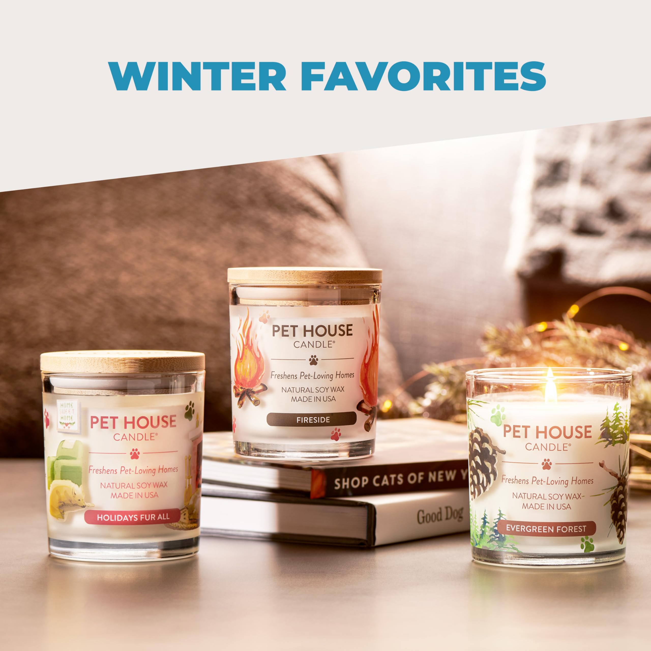 One Fur All Pet House Candle 2-pack display for value and room refresh