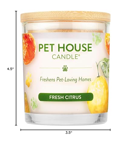 One Fur All pet house candle 2-pack dye-free packaging showing eco-friendly clean burn and odor elimination