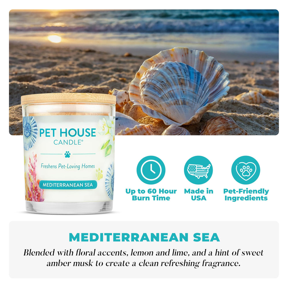 One Fur All Mediterranean Sea wax closeup shows plant-based soy for clean burning.