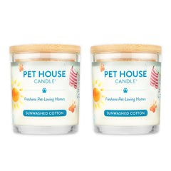 One Fur All Pet House Candle sunwashed cotton 2-pack front view for fresh home