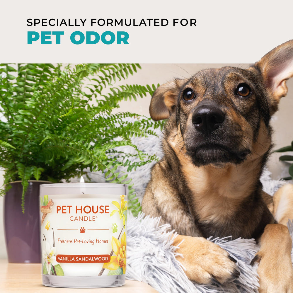 One Fur All Pet House Candles 60-hour burn time shown for extended fragrance