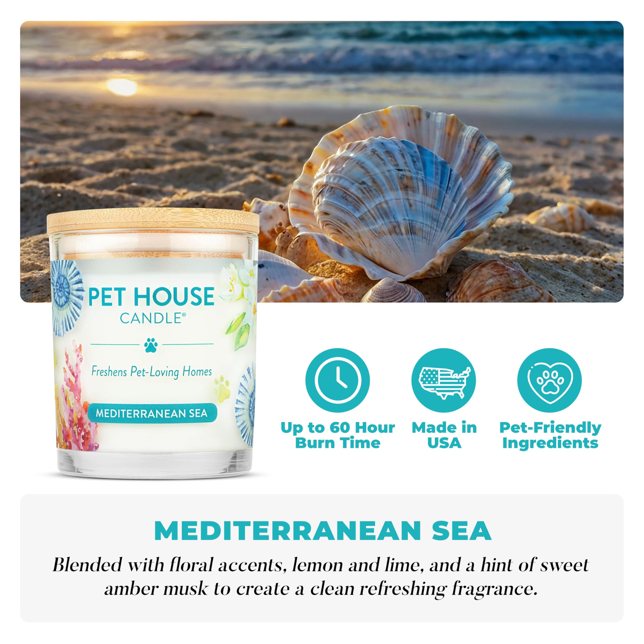 One Fur All Pet House Candles burning candle demonstrating long-lasting clean scent for pet homes