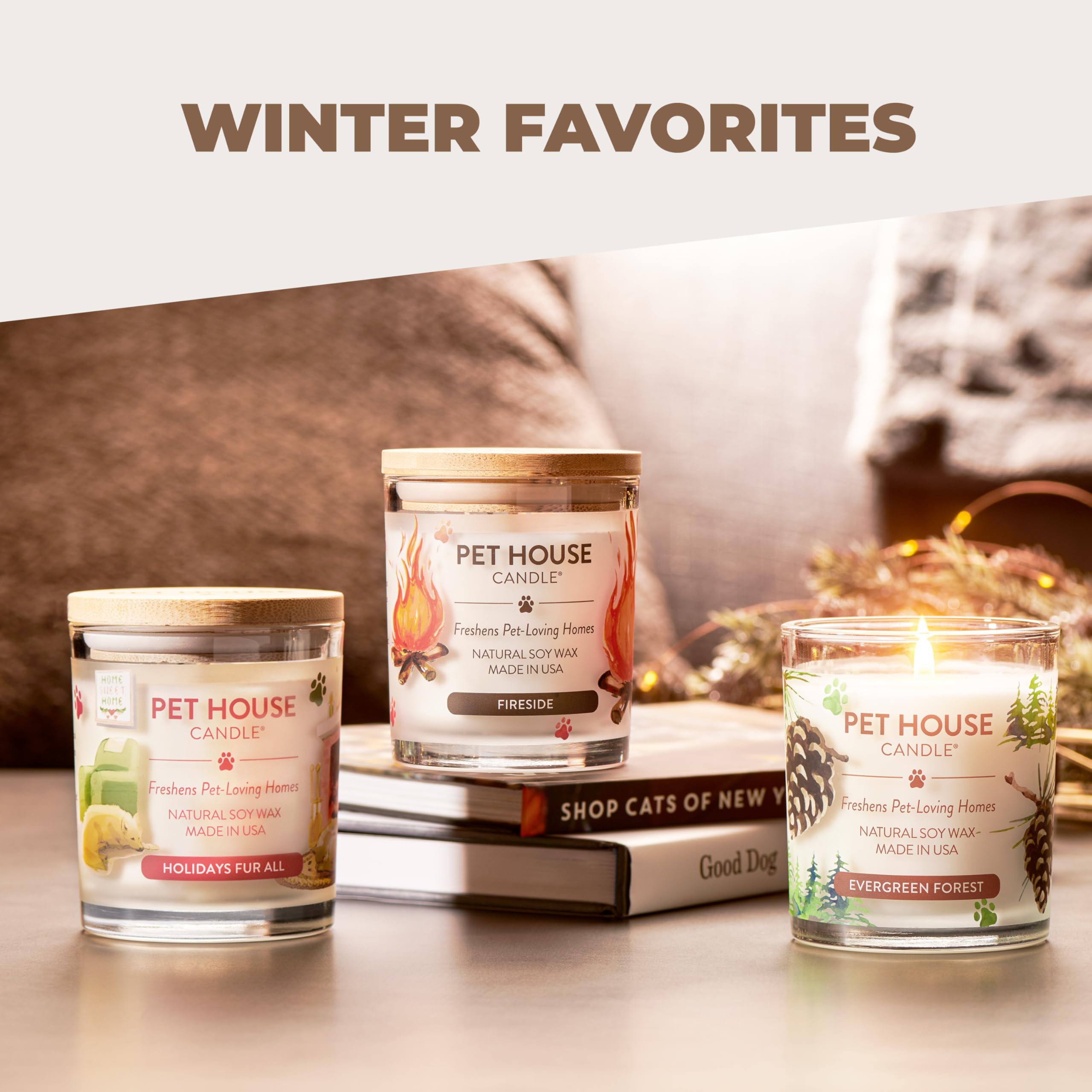 One Fur All soy wax candle demonstrates clean burn and pet-friendly fragrance.
