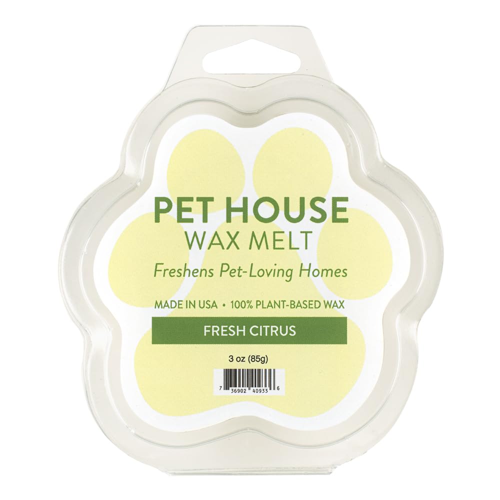 One Fur All Pet House Fresh Citrus Wax Melts close-up packaging—odor control for pet-friendly homes