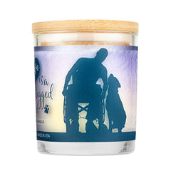One Fur All candle packaging suggests gift-worthy elegance for pet lovers.