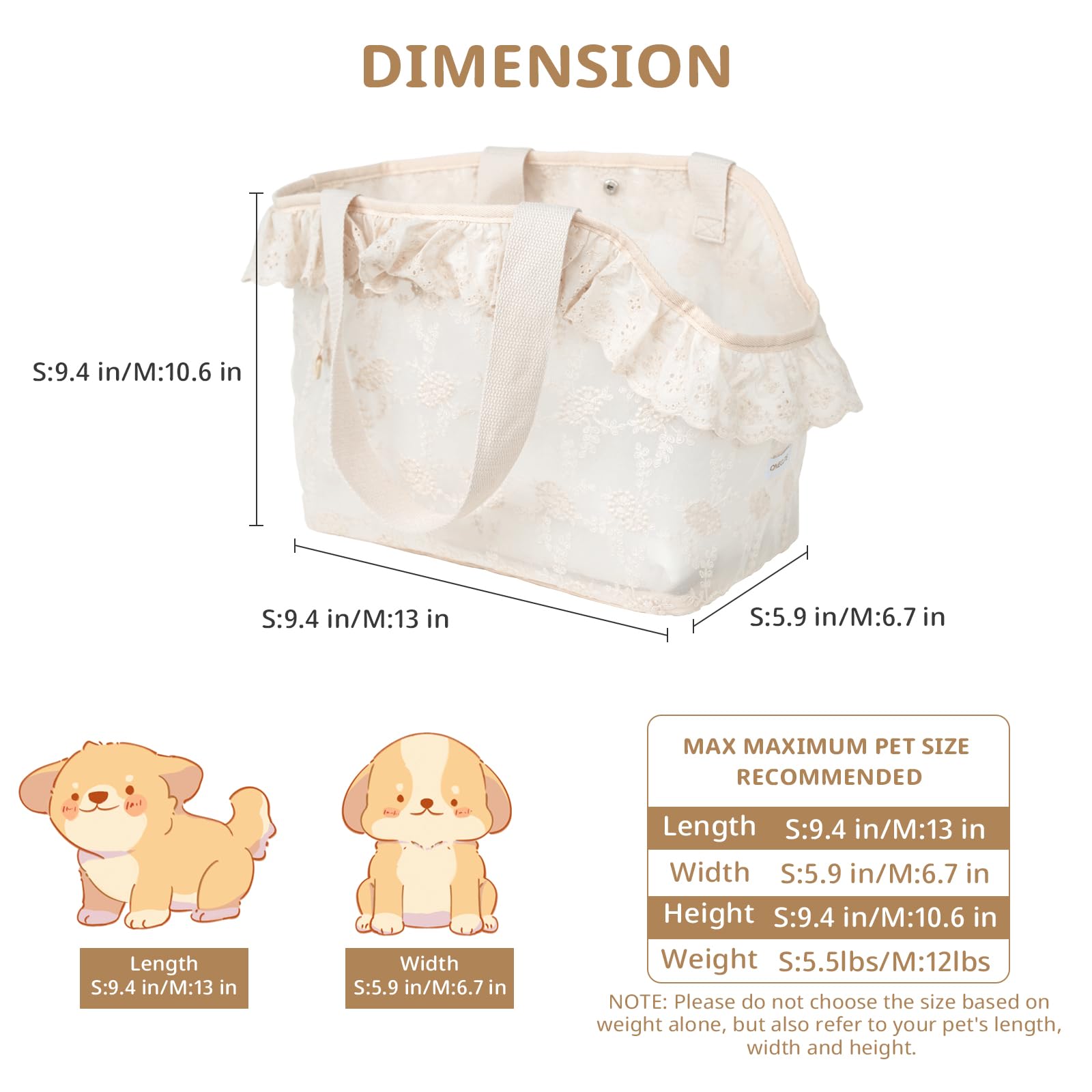 ONECUTE dog carrier breathable mesh ensures ventilation during errands.