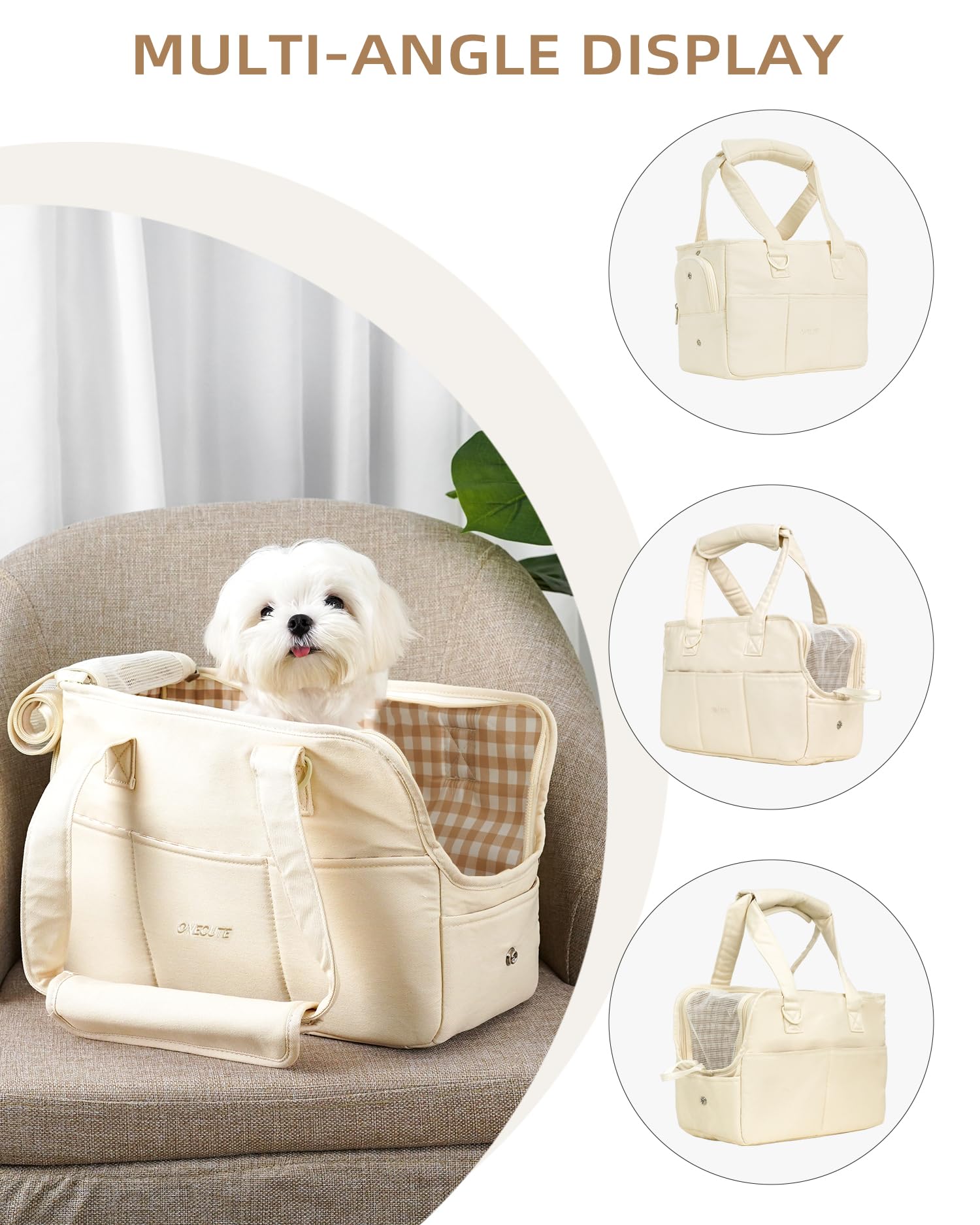 ONECUTE dog carrier hard bottom provides stable footing and added comfort
