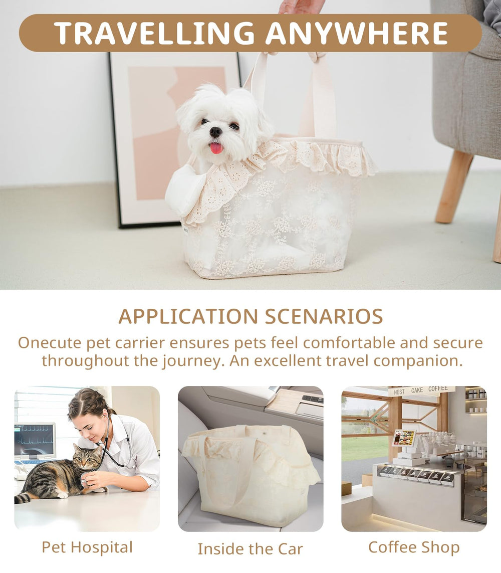 ONECUTE dog carrier wide shoulder strap reduces shoulder strain during carrying