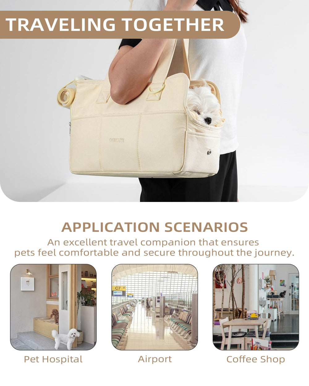 ONECUTE dog carrier sleek design suits both men and women