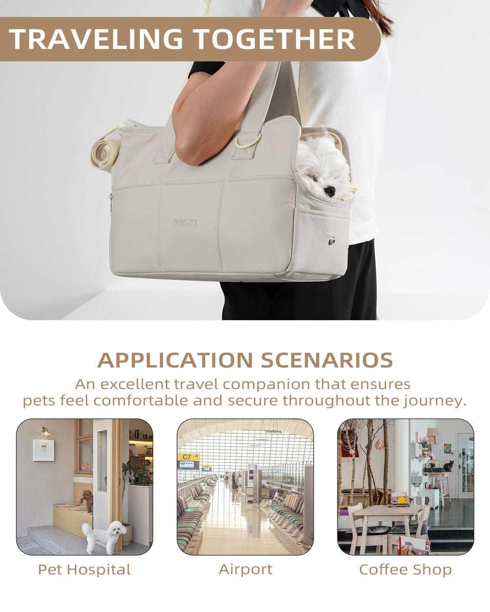 ONECUTE dog purse carrier grey multi-purpose bed and carrier for home or travel.