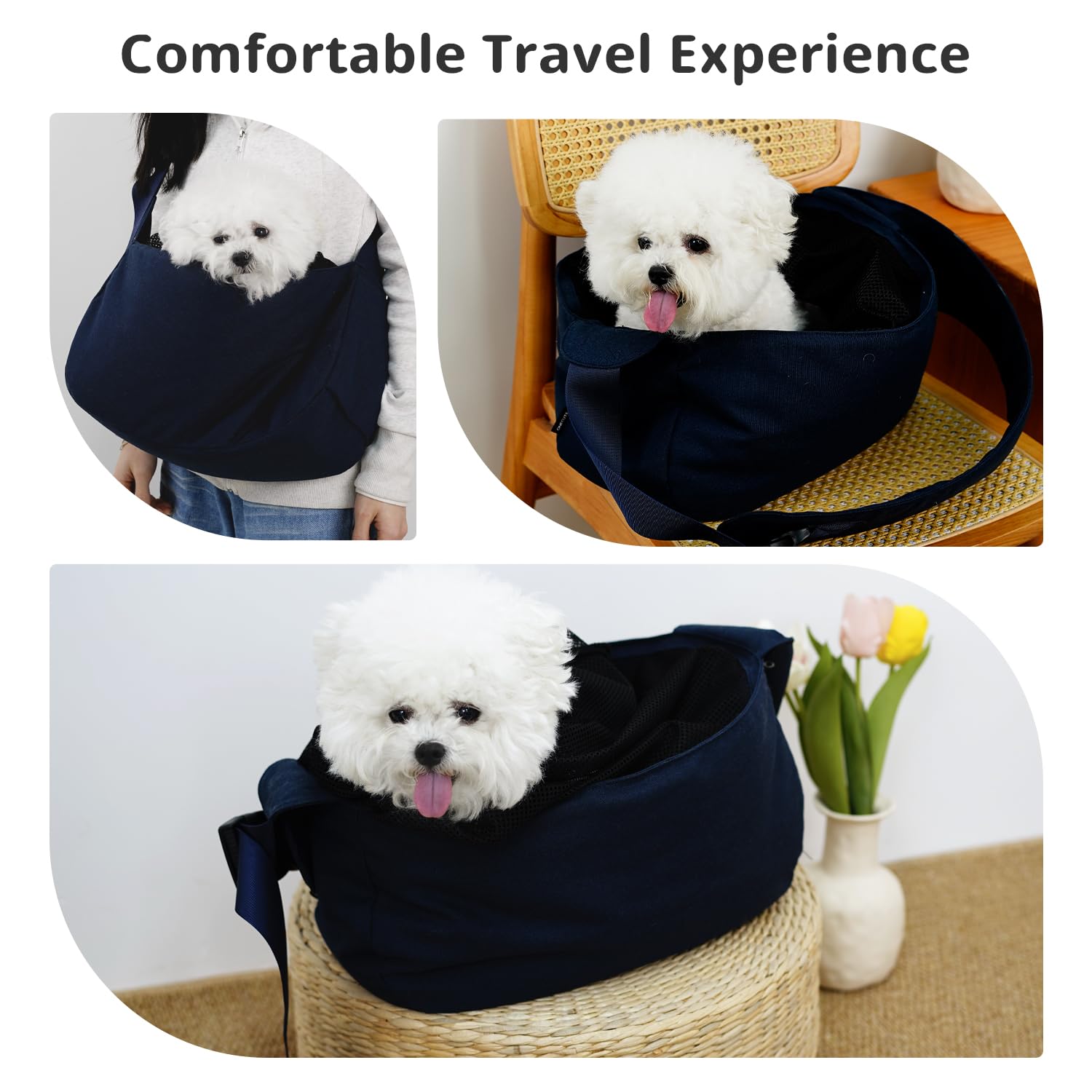 ONECUTE dog sling adjustable-strap offers a customizable, secure fit