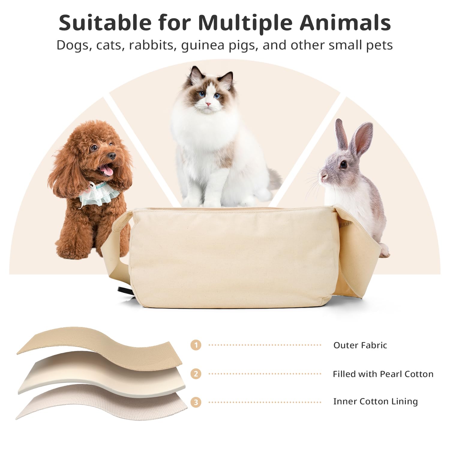 ONECUTE dog sling carrier beige breathable mesh window view for airflow