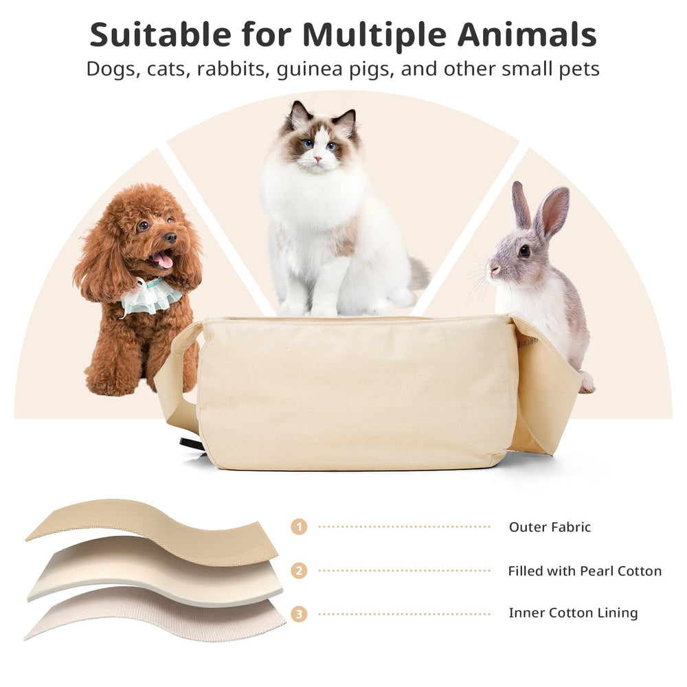 ONECUTE dog sling carrier beige breathable mesh window view for airflow