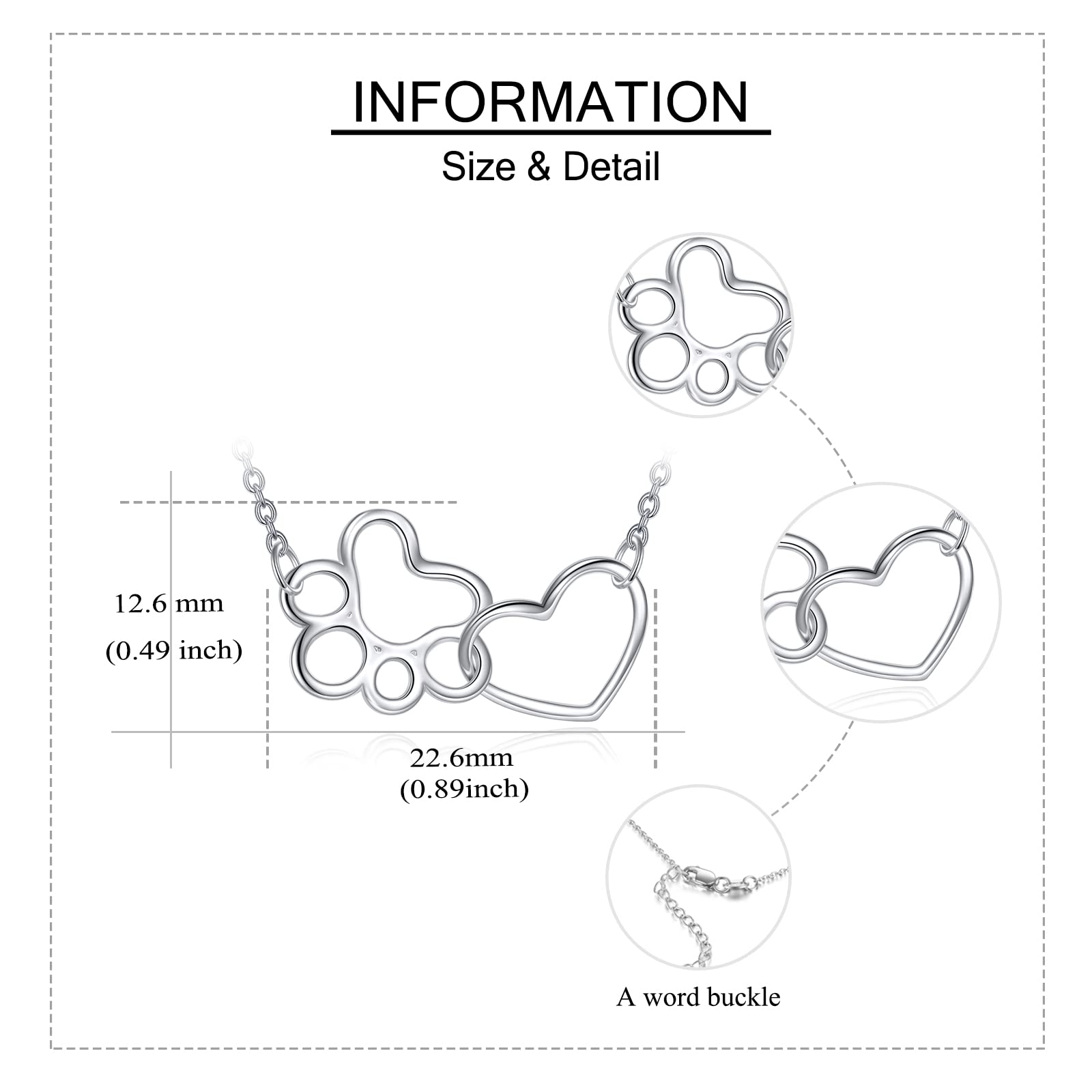 ONEFINITY 18-inch chain paw necklace image demonstrates length for comfortable daily styling
