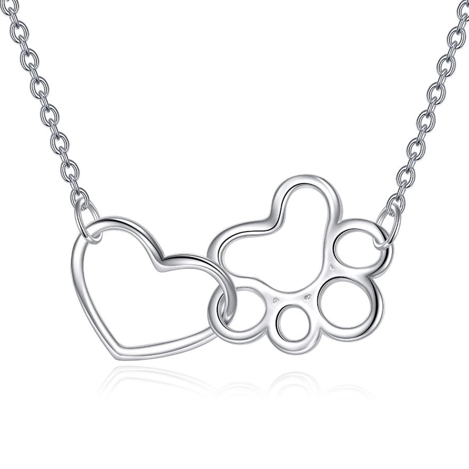 ONEFINITY paw print necklace closeup highlights a sterling silver paw pendant, ideal for pet lovers gifting