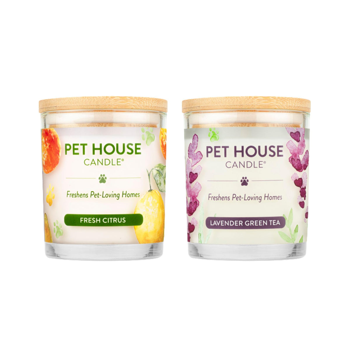 One Fur All Pet House Candle 2-pack on coffee table for continuous fragrance