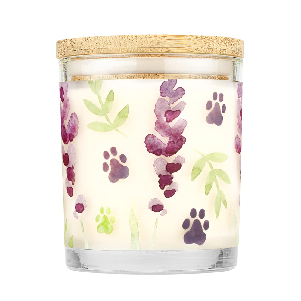 One Fur All plant-based wax candle in a glass jar with clean burn