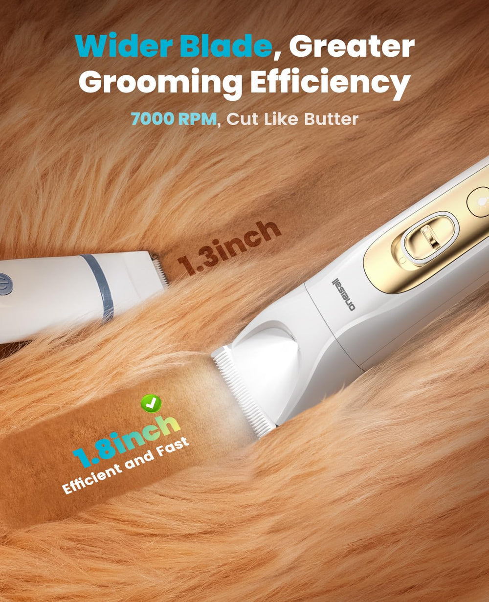 Oneisall 2000mAh battery with visible display during grooming.