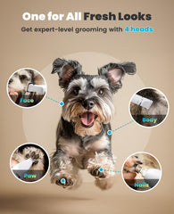 Oneisall 4-in-1 dog grooming kit 7000rpm trimmer closeup demonstrates fast, smooth coat trimming.