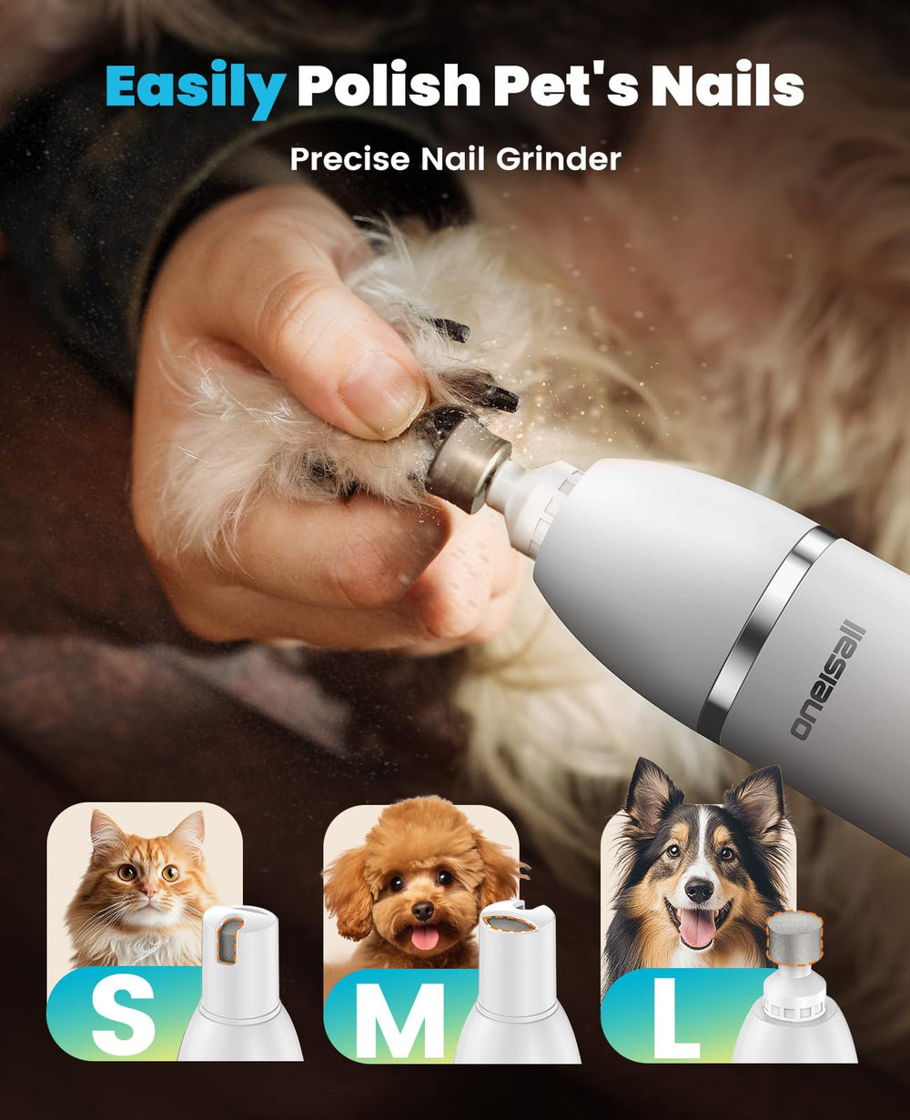Oneisall 4-in-1 dog grooming kit IPX7 waterproof blades show easy post-bath cleanup.