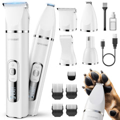 Oneisall 4-in-1 dog grooming kit LCD display guides easy at-home grooming sessions.