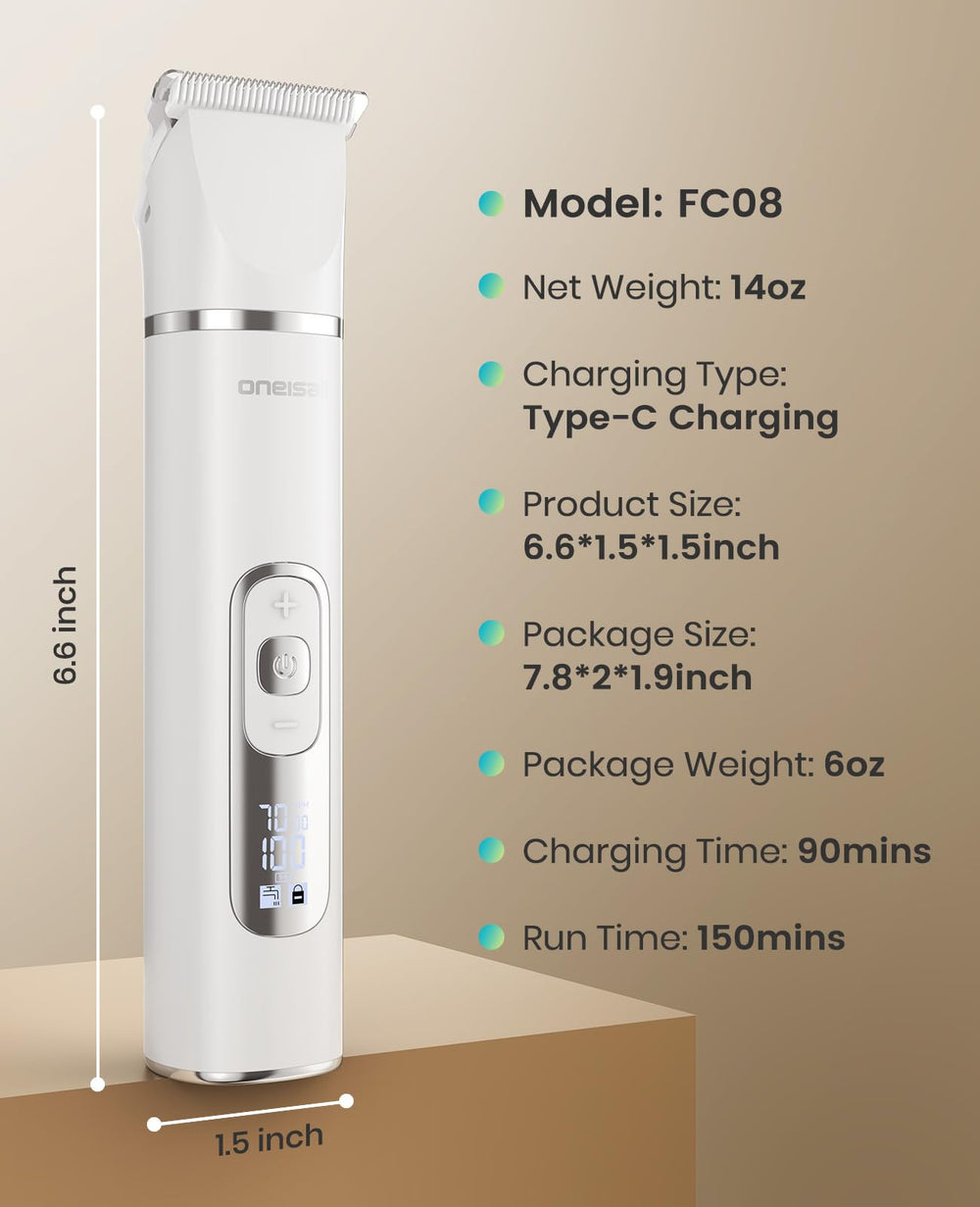 Oneisall 4-in-1 dog grooming kit low-noise motor keeps anxious pets calm during trims.