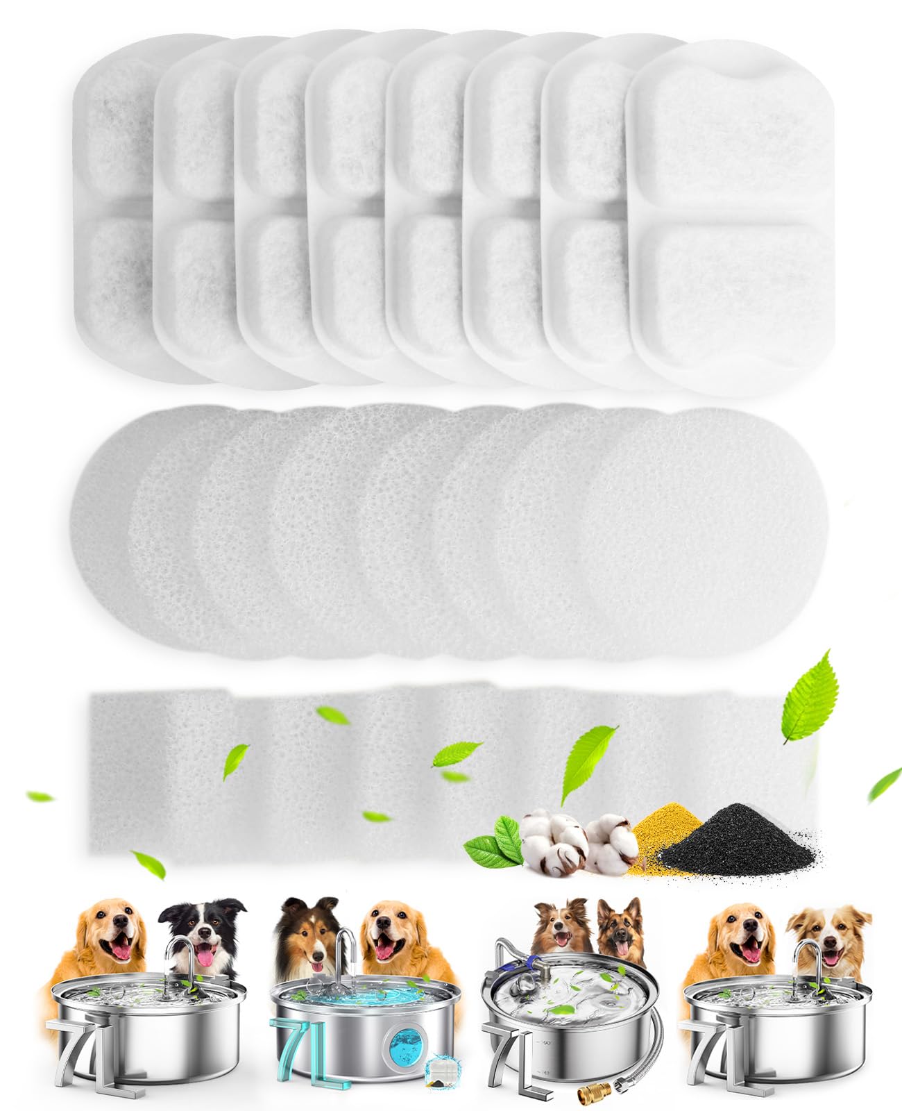 Oneisall 7L capacity dog water fountain showing large reservoir for multi-pet homes
