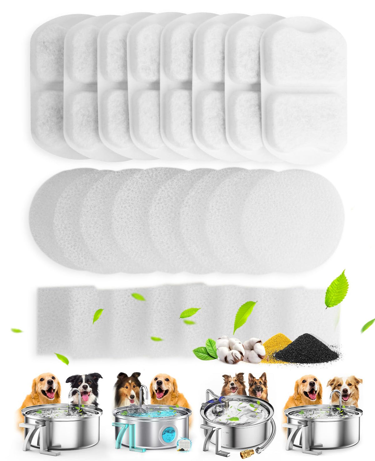 Oneisall 7L capacity dog water fountain showing large reservoir for multi-pet homes