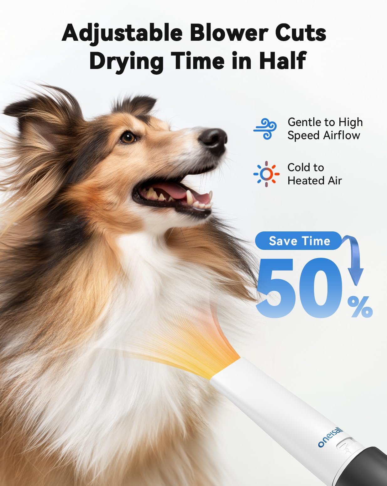 oneisall adjustable-speed-temperature blower for customizable drying comfort