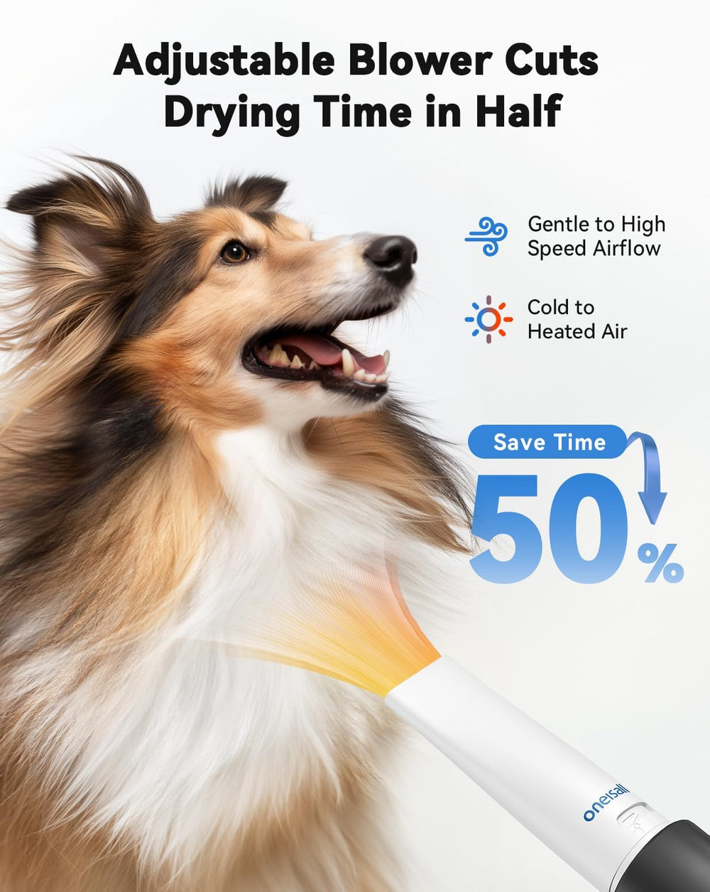 oneisall adjustable-speed-temperature blower for customizable drying comfort