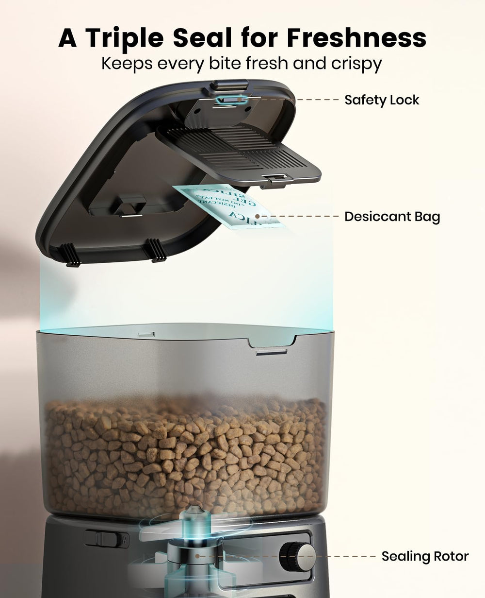 Oneisall automatic cat feeder battery backup ensures meals during outages.
