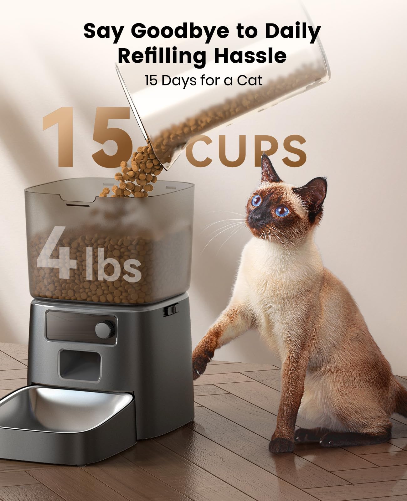 Oneisall automatic cat feeder bottom rotor keeps food secure and crisp.