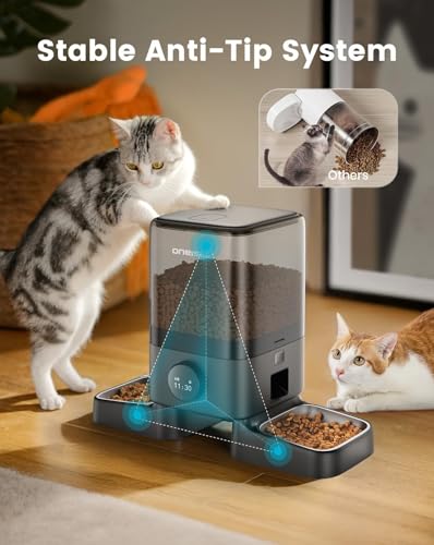 Oneisall automatic cat feeder silent operation reduces noise during meals