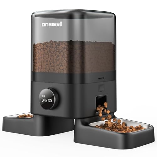 Oneisall automatic cat feeder two-cats dining peacefully for equal meals