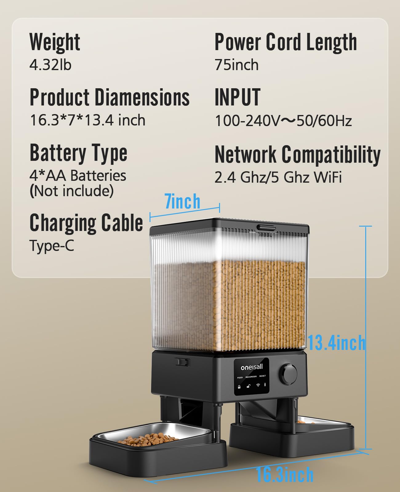 oneisall automatic feeder easy-clean design for quick maintenance