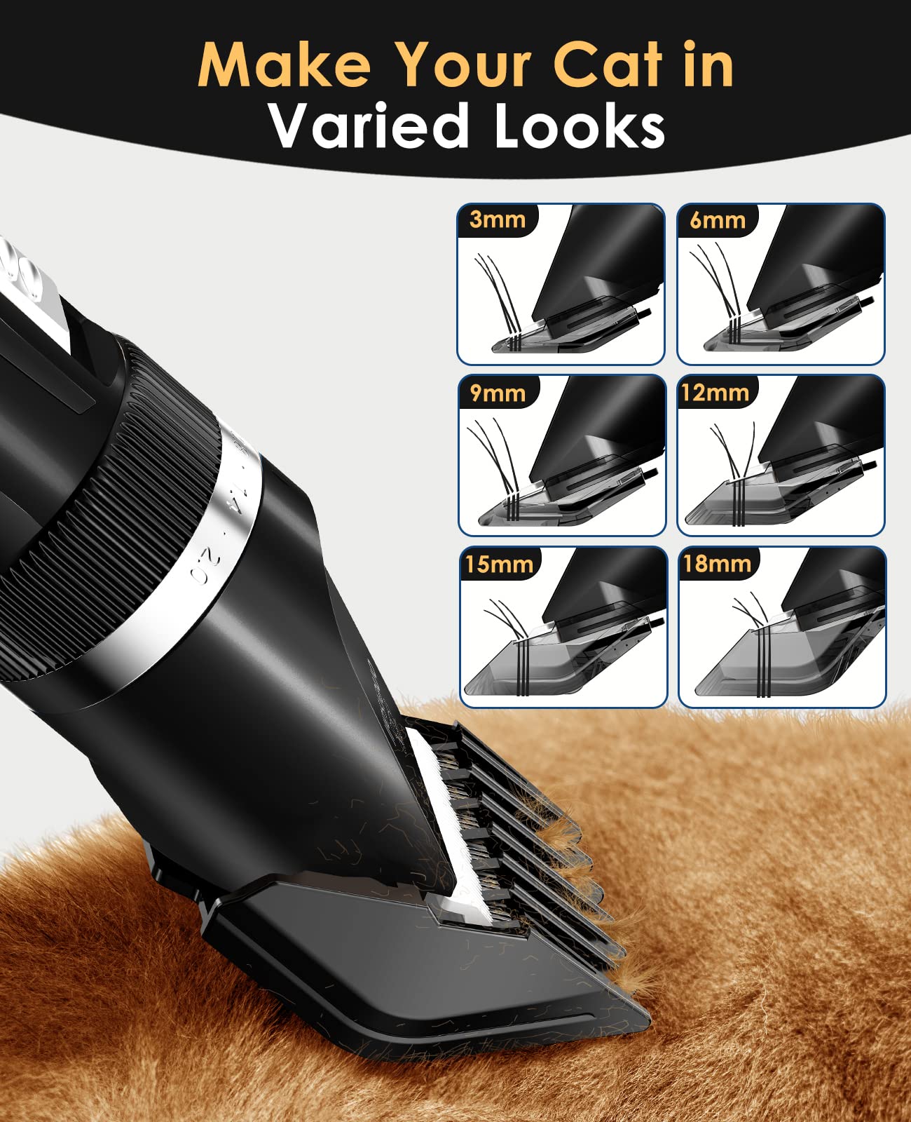 Oneisall clippers with six guard sizes included for options