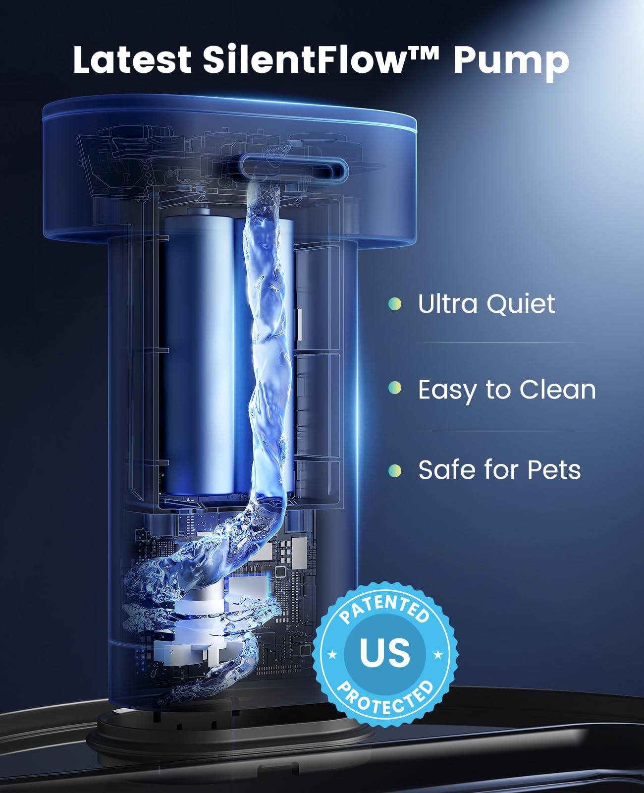 oneisall cat water fountain quiet pump illustrating silent operation for peaceful homes
