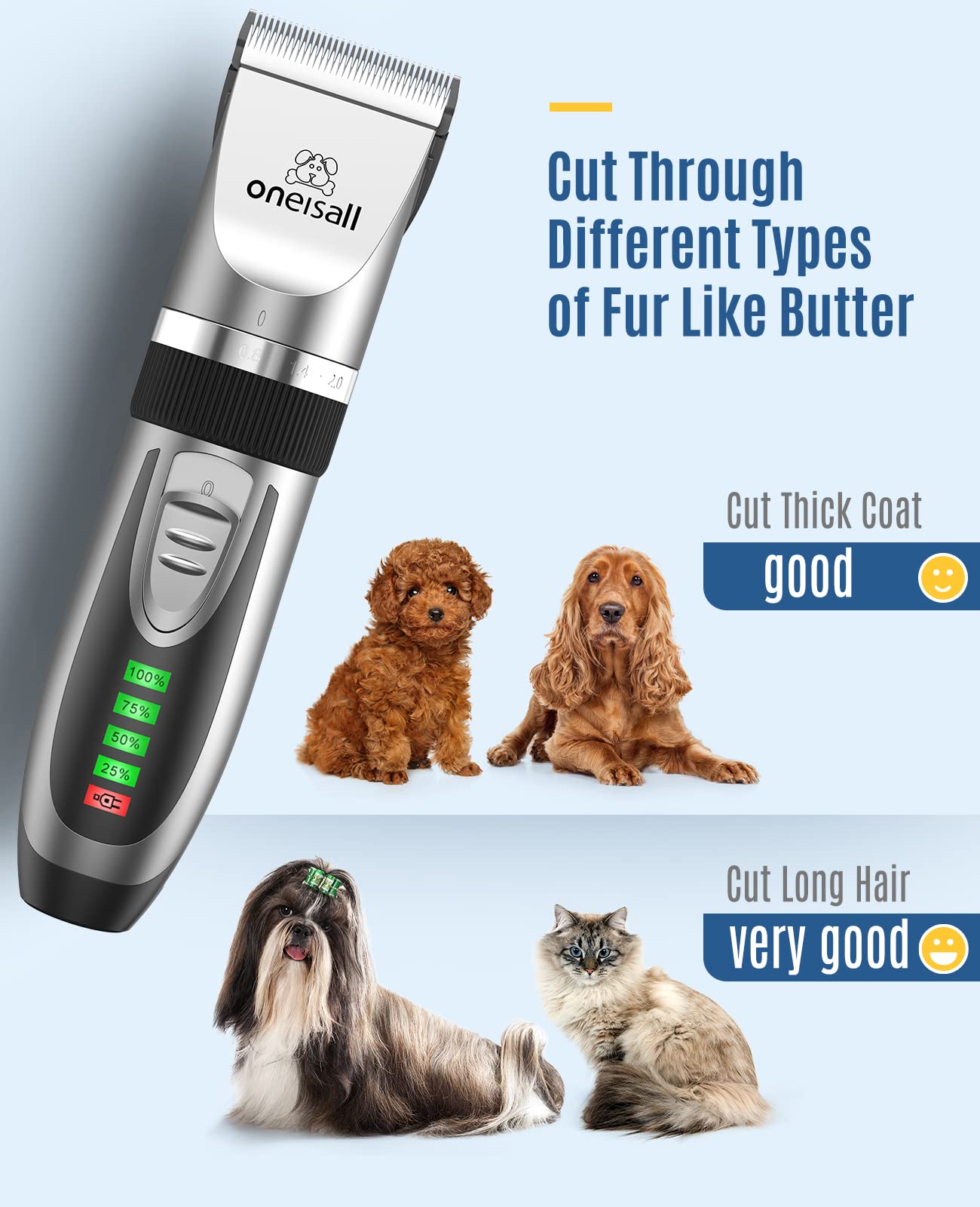 oneisall cordless design enables convenient, wire-free grooming anywhere.