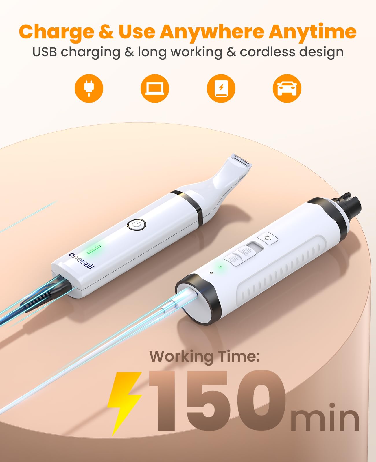 Oneisall cordless grooming session demonstrates convenient pet care on the go