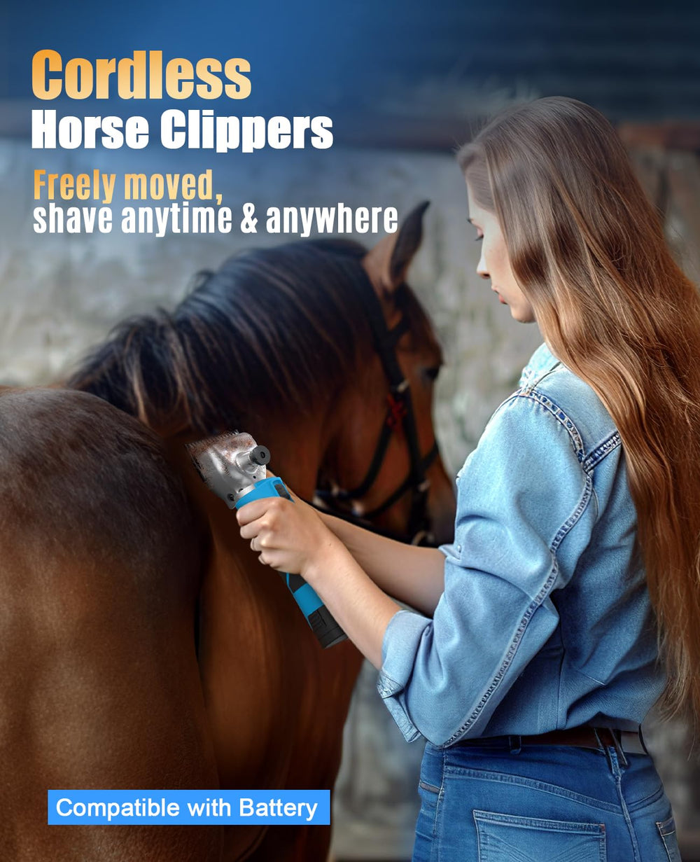 Oneisall cordless horse clippers in use in a stable for efficient grooming