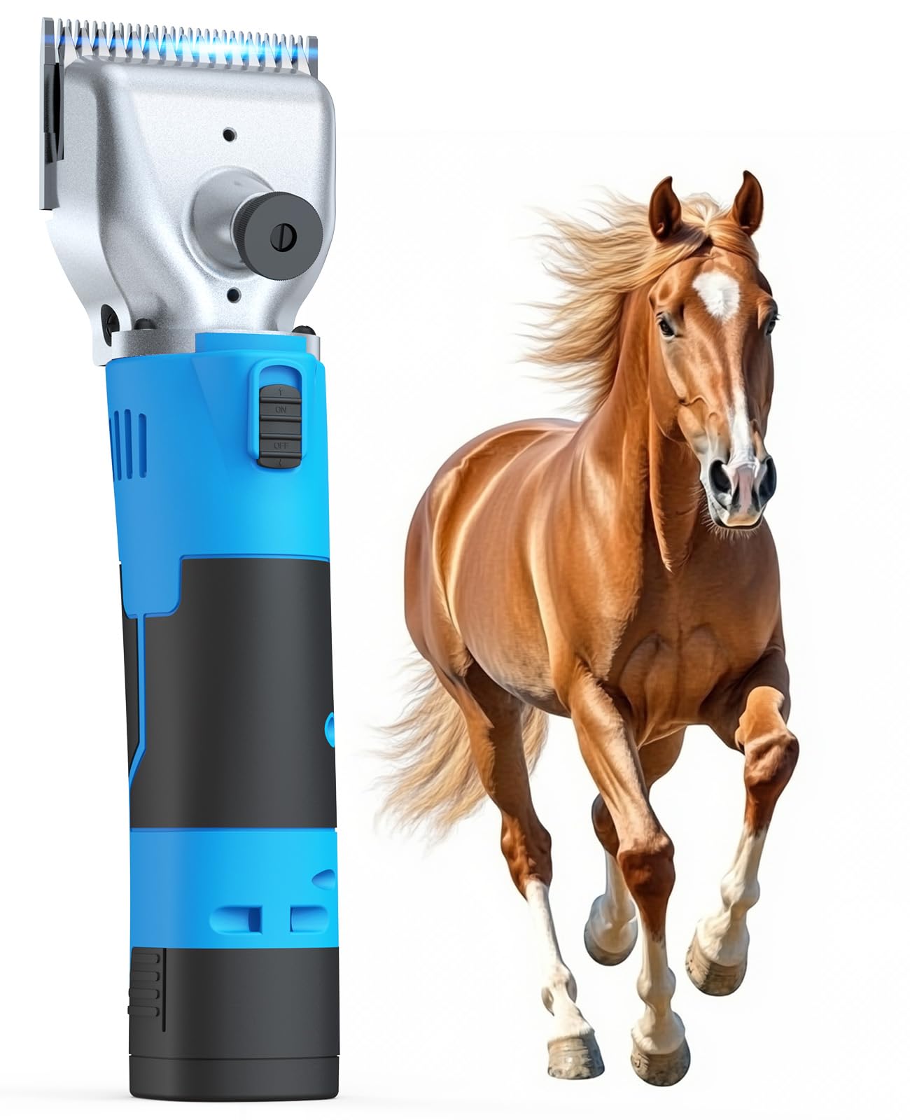 Oneisall cordless horse clippers packaging box with full kit for easy setup
