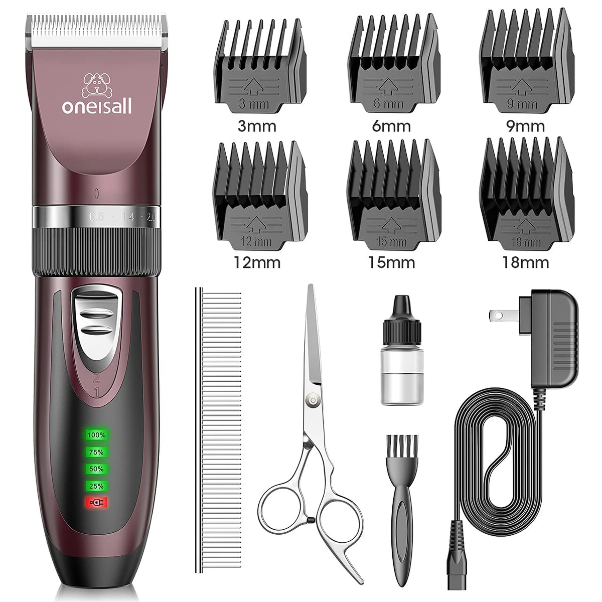 Oneisall dog clipper dark plum cordless design enables easy at-home grooming.