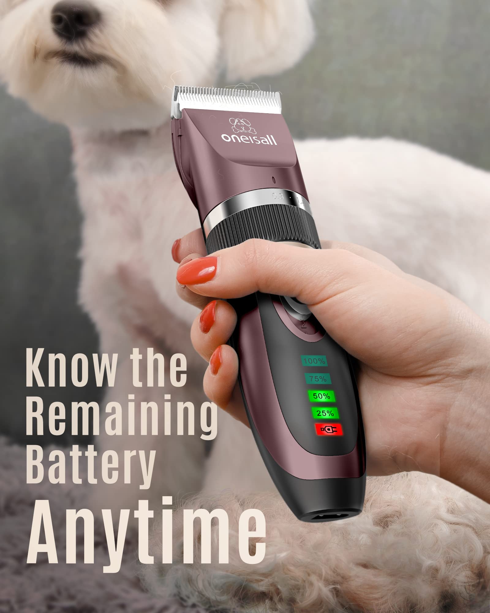 Oneisall rechargeable clipper with long-lasting battery supports extended grooming.