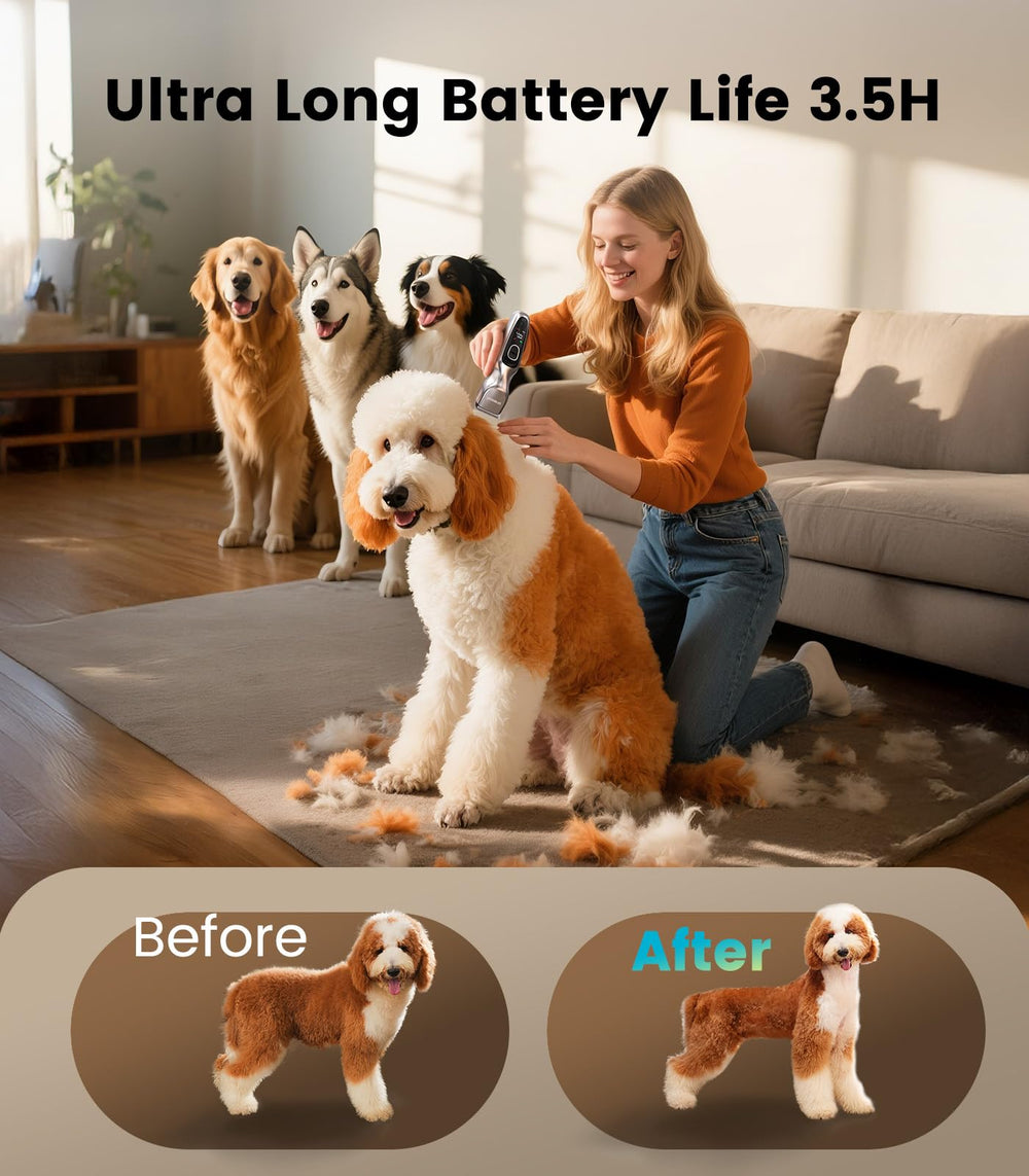 Oneisall dog clippers 2-speeds demonstrates powerful trimming with gentle maintenance option.