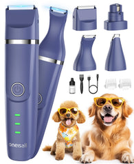oneisall dog clippers 4in1 blue front view enables versatile at-home grooming.